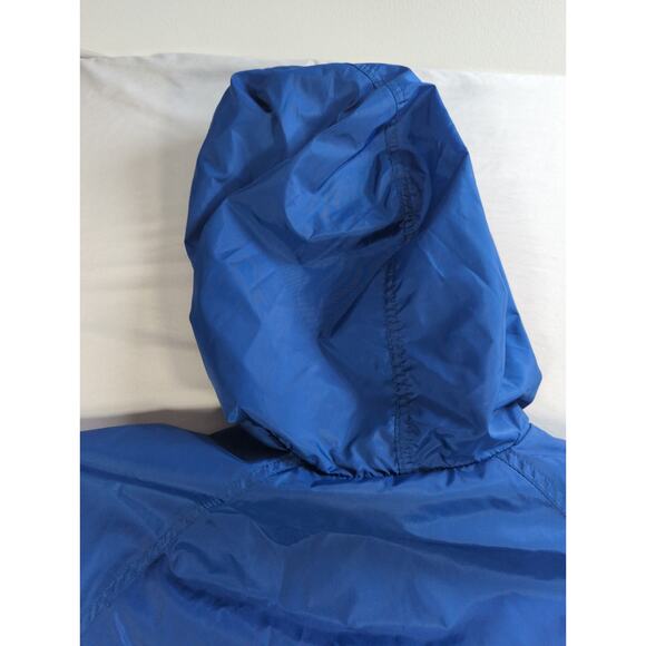 90s Nike Blue Windbreaker Jacket Mens Medium Hooded Pullover Swoosh Vintage - Picture 16 of 16